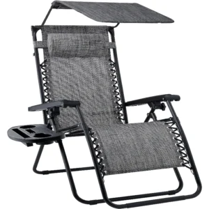 Best Choice Products Folding Zero Gravity Outdoor Recliner Patio Lounge Chair With Adjustable Canopy Shade