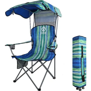 Elevon Multi-Color Folding Beach Camp Chairs with Shade Canopy