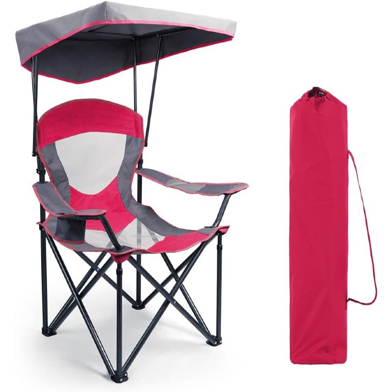 HIGH POINT SPORTS Folding Camping Chairs with Shade Canopy For Beach Or Games