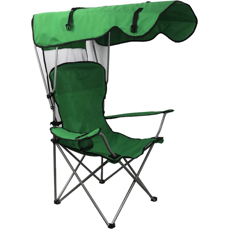 MKSY Portable Folding Camping Beach Chair with Sunshade Canopy Shade Support 330 Lbs