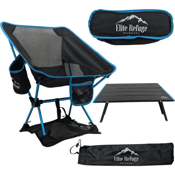 Elite-Refuge-Outdoors-Lightweight-Folding-Backpacking-Camping-Chair-and-Table-2lbs