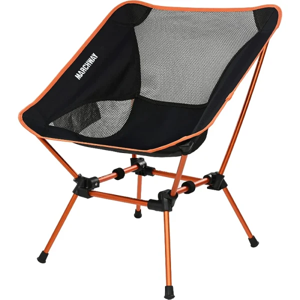 Marchway-Orange-Ultralight-Folding-Backpacking-Camping-Lawn-Beach-Chair-Weighs-2lbs