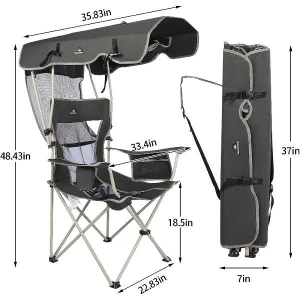 camping-brothers-beach-folding-camping-chair-with-retractable-shade-canopy-supports-330-lbs-2