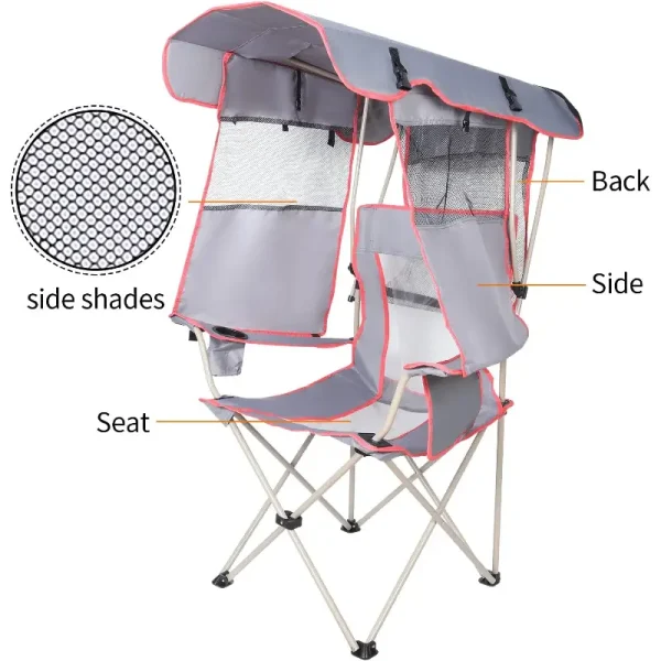 camping-brothers-beach-folding-camping-chair-with-retractable-shade-canopy-supports-330-lbs-4