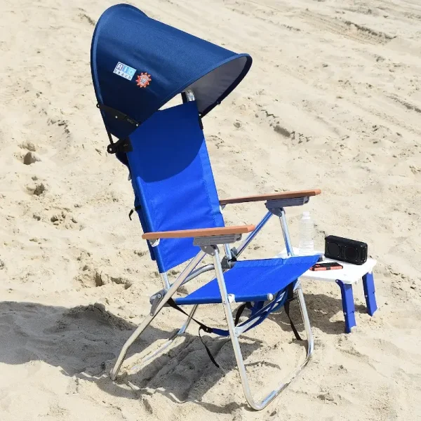 Rio Beach MyCanopy Navy Personal Chair With Sun Shade Canopy And Built In Cooler
