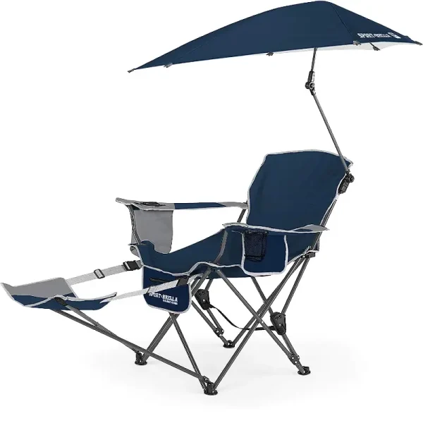 Sport-Brella Foldable Recliner Camping Beach Chair with UPF 50+ Adjustable Umbrella